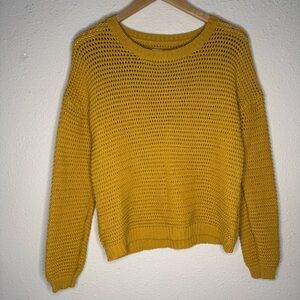 Aeropostale Chunky Crewneck Sweater Mustard Yellow Short Women's Size Medium